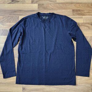 Wool & Prince Top Men's M Navy Merino Wool Blend Long Sleeve Crewneck Outdoor
